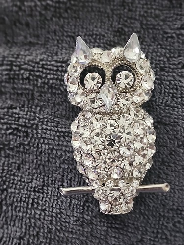Large Owl Silver Pendant, Owl Pendant / Necklace Bling Owl