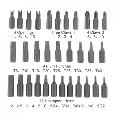 33 in 1 Screwdriver Bits Set T9 T10 T15 T20 T25 T27 T30 T35 T40 Conversion Exten