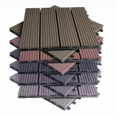 Terrassenfliesen WPC Holzfliesen DIY Kunststoff Klickfliese Außenfliese Terrasse