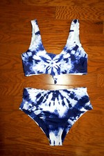 L 10-12 LADIES   Swim suit 2pc.SET TOP BOTTOMS   Swimwear BIKINI BLUE EXTRA PADS