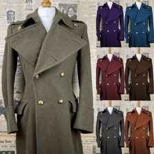 Cashmere Men Long Overcoat Double Breasted Wide Lapel Outdoor Winter Warm Jacket