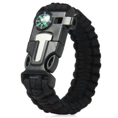 5 in 1 Survival Armband Outdoor Paracord Feuerstarter Schaber Kompass Pfeife