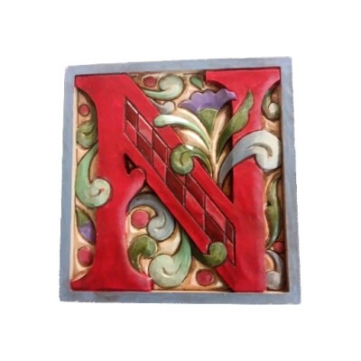 Jim Shore Heartwood Creek Letter Plaque Monogram N Vintage 2008