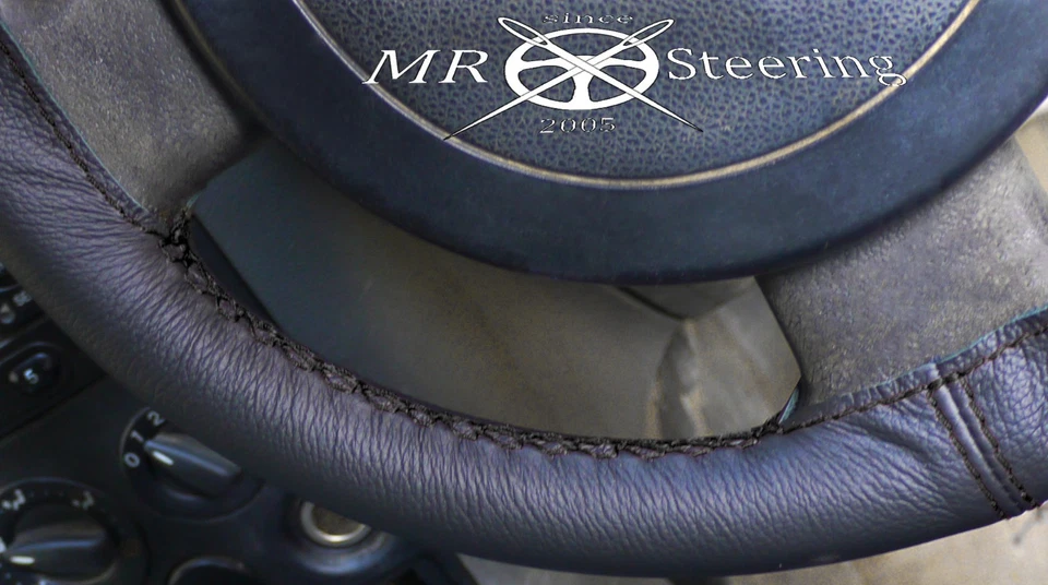 SE ADAPTA A VOLKSWAGEN NUEVO ESCARABAJO 97-10 CUERO REAL CUBIERTA VOLANTE + CORREA NEGRA Foto 4 de 4