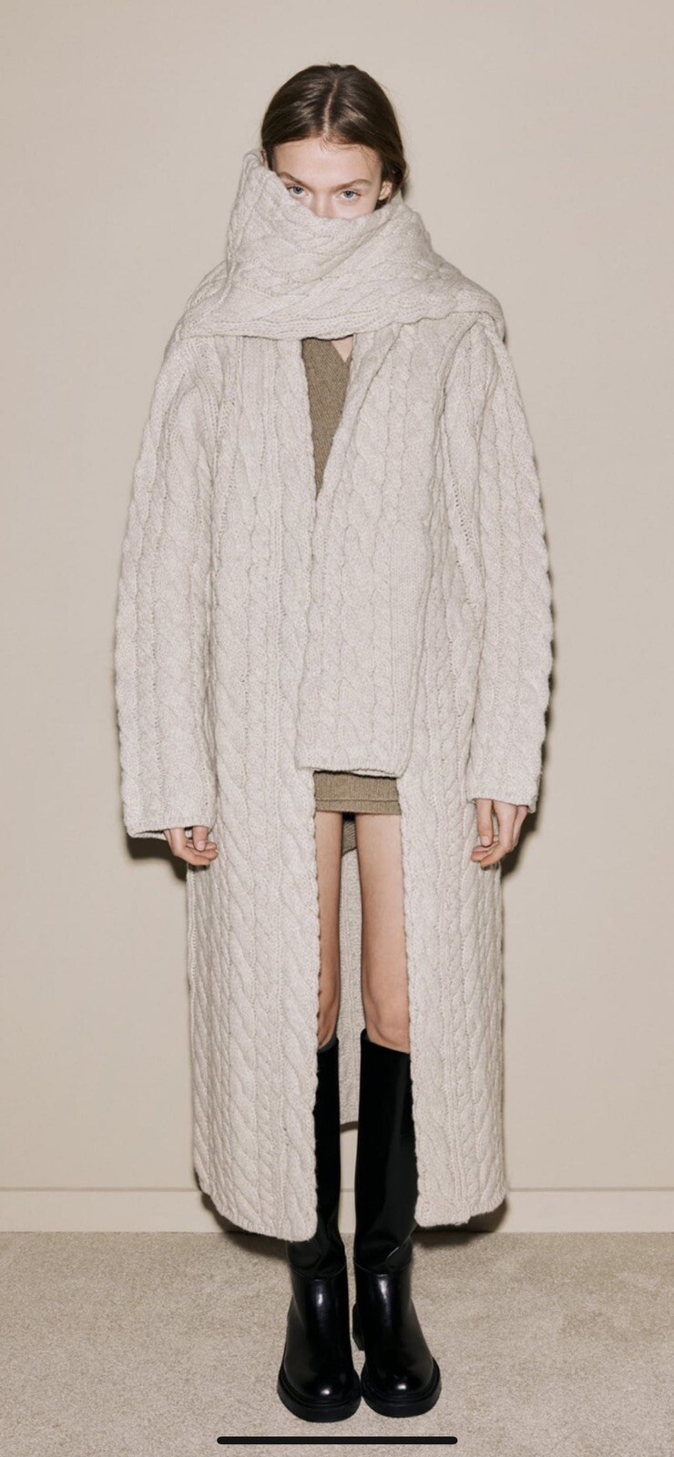 100percent Authentic ZARA Wool Cable Knit Coat $239+Tax Size: M image 3