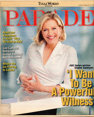PARADE Magazine February 28 2010 Diane Sawyer Haiti Recovery Ice Fishing