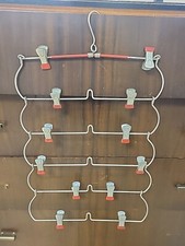 MCM Vintage All Metal Travel Hanger - 6 Collapsable Tiers with Movable Clips RED