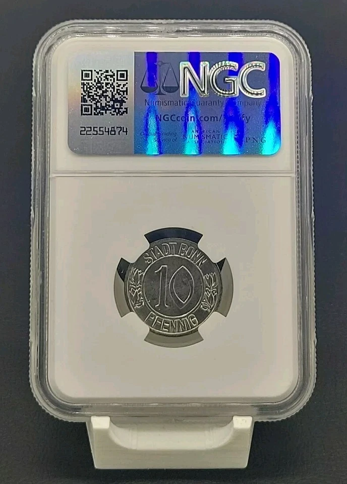 1920 GERMANY 10 PFENNIG NOTGELD IRON BONN LAMB 51.8 NGC MS67 - Image 2 of 2