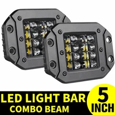 2X 5" Flush Mount LED Work Light Bar Rear Bumper Reverse Pods Driving 4-Row
