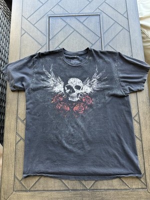 MMA Elite Jesse Pinkman Men's Black Skull Wings T-Shirt Size L Roses Y2K
