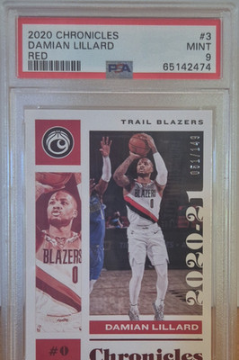 Panini Chronicles 2020-21 Damian Lillard Red #3 PSA 9 /149 Blazers