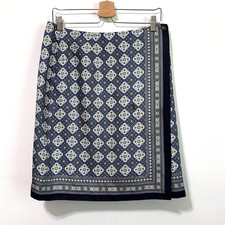 Talbots Skirt 12 Petite Silk Vintage Medallion Scarf Print Lined Wrap Skirt Work