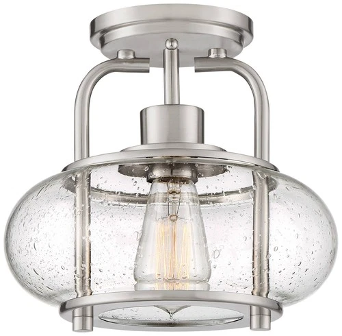 Quoizel Trilogy 10" Wide Brushed Nickel Seeded Glass Ceiling Light - Picture 2 of 2