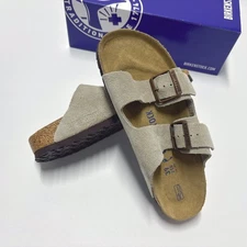 Birkenstock Arizona Taupe Suede Leather Soft Footbed Sandals Men Women EU37-45