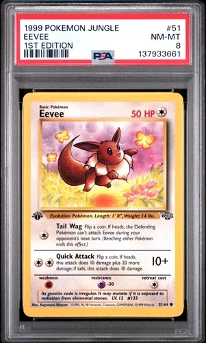 1999 POKEMON JUNGLE 1ST EDITION #51 EEVEE PSA 8