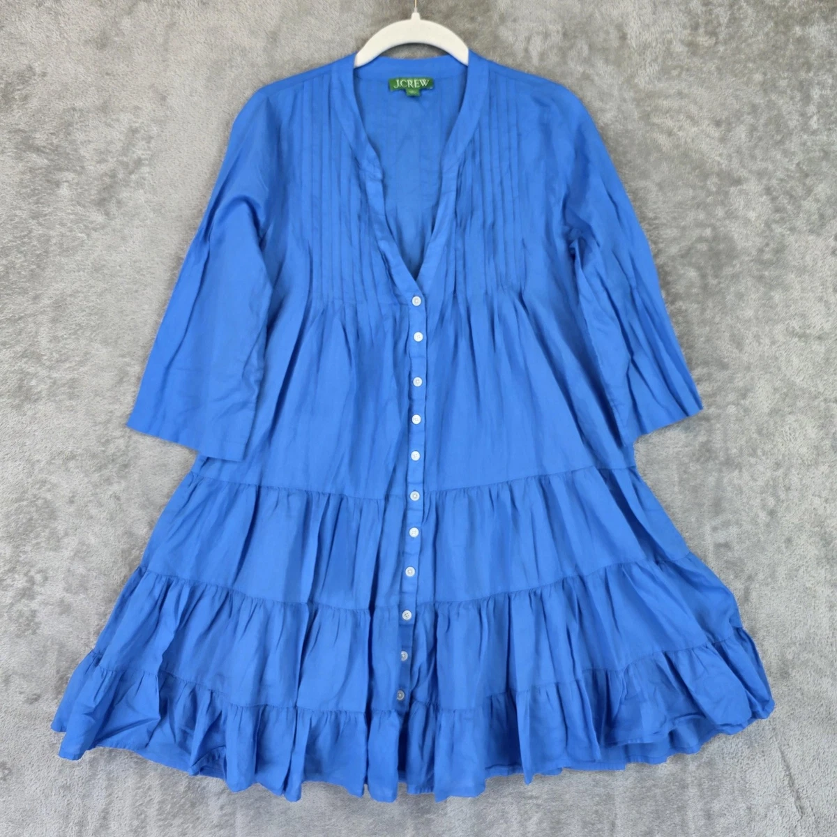 chinese dress ladies J.Crew Blue Long Sleeve Chambray Denim Jeans Button Front Mini Shirt Dress  Sz 4