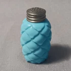 Antique Blue Milk Glass Pine Cone Pinecone Quilted Glass Shaker