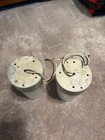 2 ceiling flush mount Lighting Fixtures retro 1970s style milky glass silver — photo 2