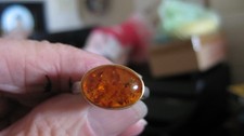 NICE STERLING SILVER AMBER RING, SZ 5.5