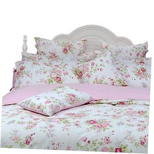 Rose Floral Duvet Cover Set Pink Grid Cotton Girls Bedding Full Bulgaria Rose
