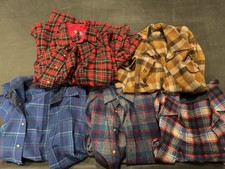 Lot of 5 Pendleton Wool Flannel Plaid Long Sleeve Shirts.