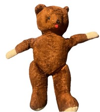 Antique brown Teddy Bear Straw Stuffed body Stitched 19 joint legs that move