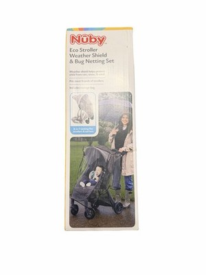 Nuby Eco Stroller Weather Shield & Bug Netting Set with Carrying Bag, New in Box
