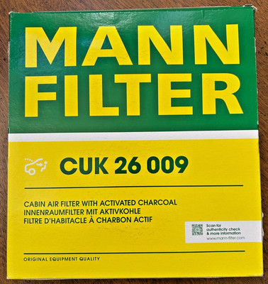 MANN Charcoal Cabin Air Filter CUK 26009 Audi A3 TT , VW GTI Golf Jetta Golf