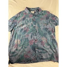 Goodfellow  Co Mens Button Down Shirt Size L Tropical Floral Print Blue
