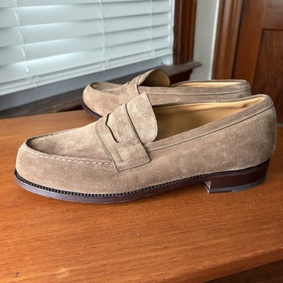 WORN 1x | JM WESTON 9D LIGHT BROWN SUEDE 180 PENNY LOAFERS SHOES