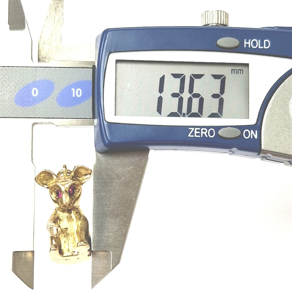 Colgante Koala Oro 9ct Piedras Rubí Dije Vintage Sello 23.3mm Alto 6.3g Foto 4 de 4