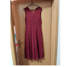 Damen Midi-Abendkleid rot, Spitze, ärmellos,...