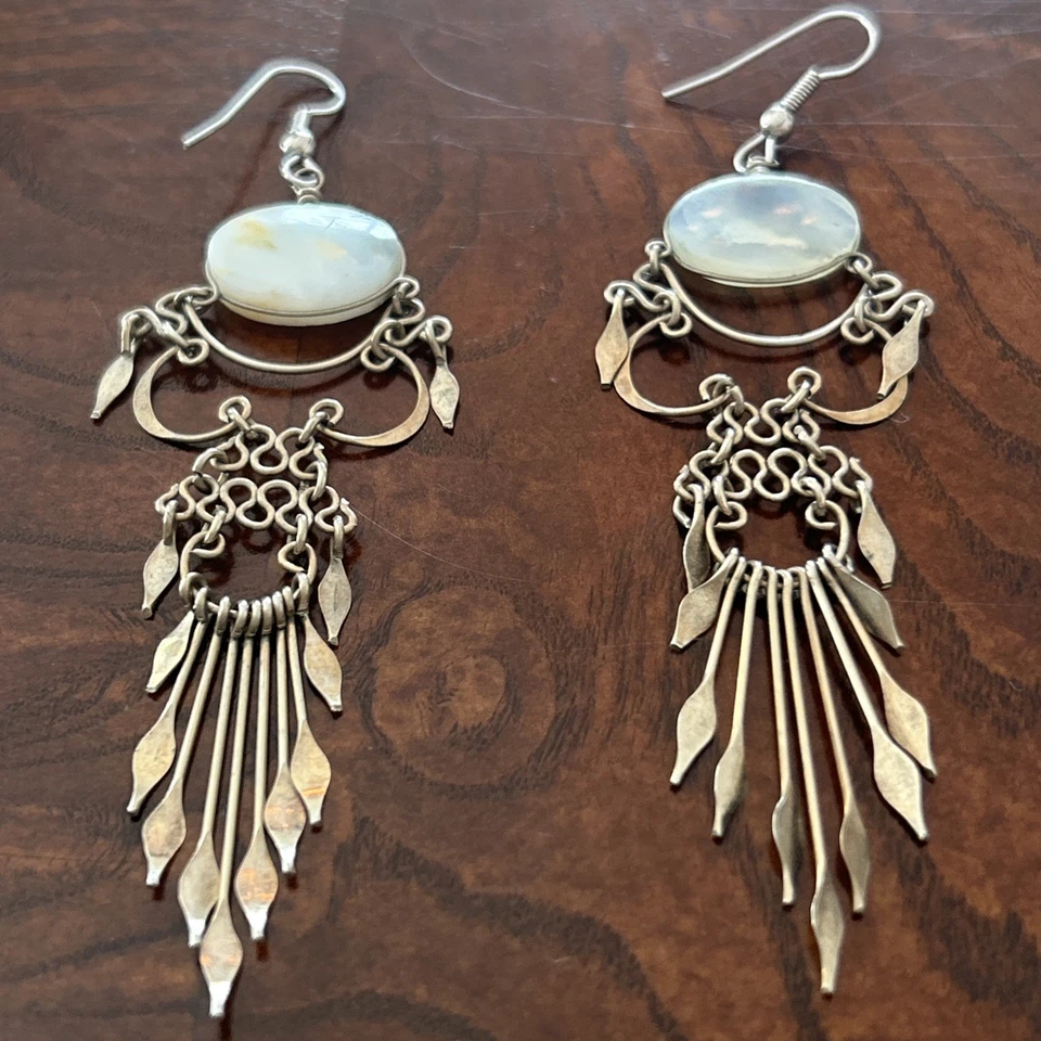 Pendientes candelabros. Cuarzo plateado Foto 4 de 4