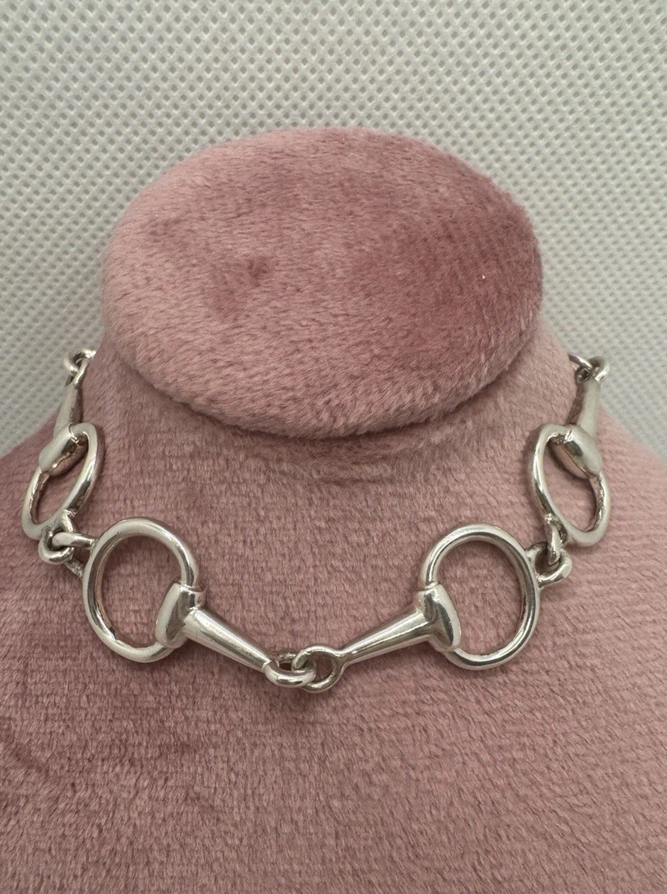 Sterling Silver Equestrian Snaffle Bit Bracelet 1… - image 1
