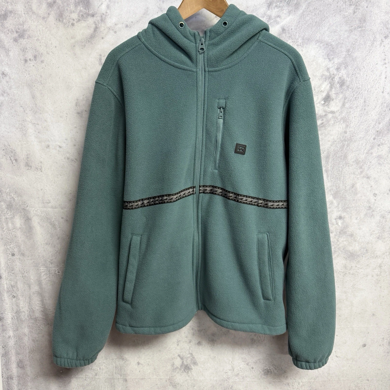BILLABONG Mens M Fleece Jacket Full Zip Light Teal Blue Green Surf Skate Outdoor