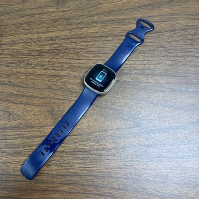 Fitbit Versa 3 Fitness Smartwatch - Soft Gold L/G Midnight Blue Band *No Cord
