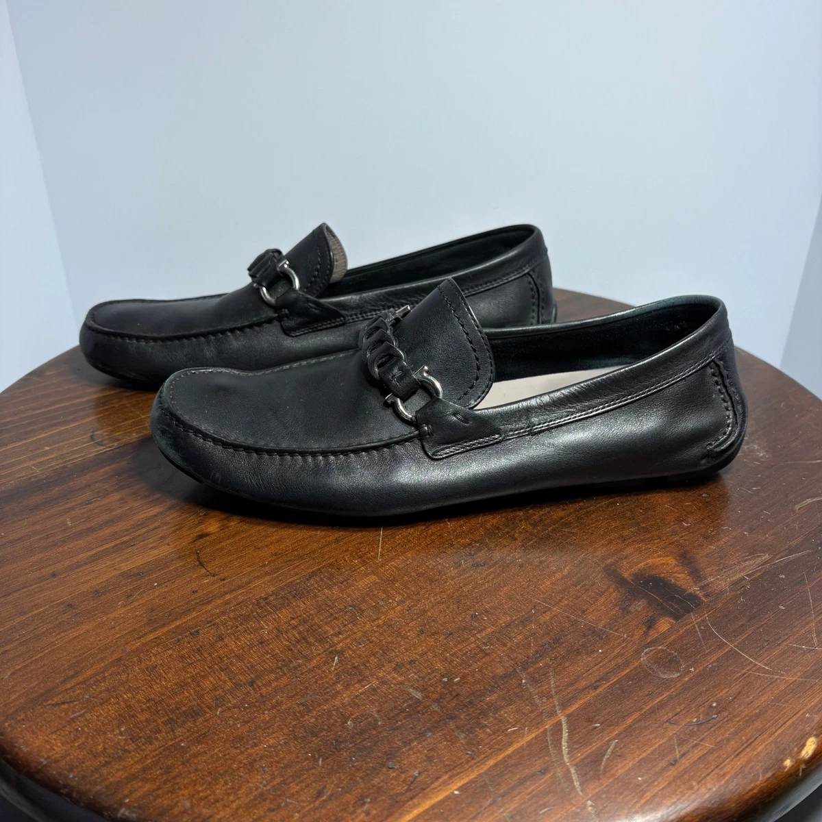 Salvatore Ferragamo Pasquale Mens Horsebit Moccasin Loafer Black Suede 9D $680 Salvatore Ferragamo Loafer Black Casual Shoes for Men for  main image 2