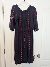 Ann Taylor Loft Casual Midi Length Dress. Navy Blue Size Large