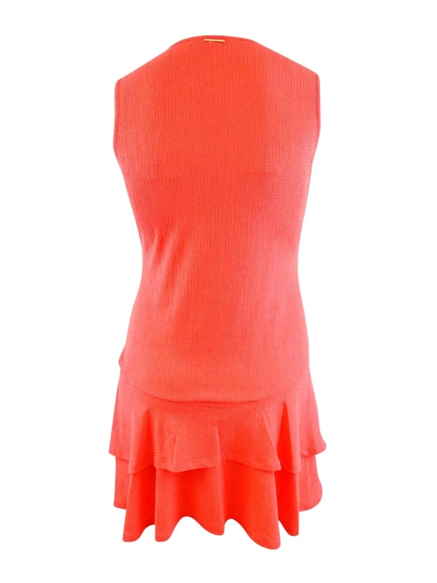 MICHAEL Michael Kors Abito donna stropicciato senza maniche con orlo arricciato (L Sangria)