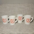 4 Vintage McKee Tom & Jerry Milk Glass  Egg Nog  Cup Mug