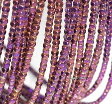 4X4MM PURPLE HEMATITE GEMSTONE  ROUNDED CUBE  4X4MM LOOSE BEADS 15.5"