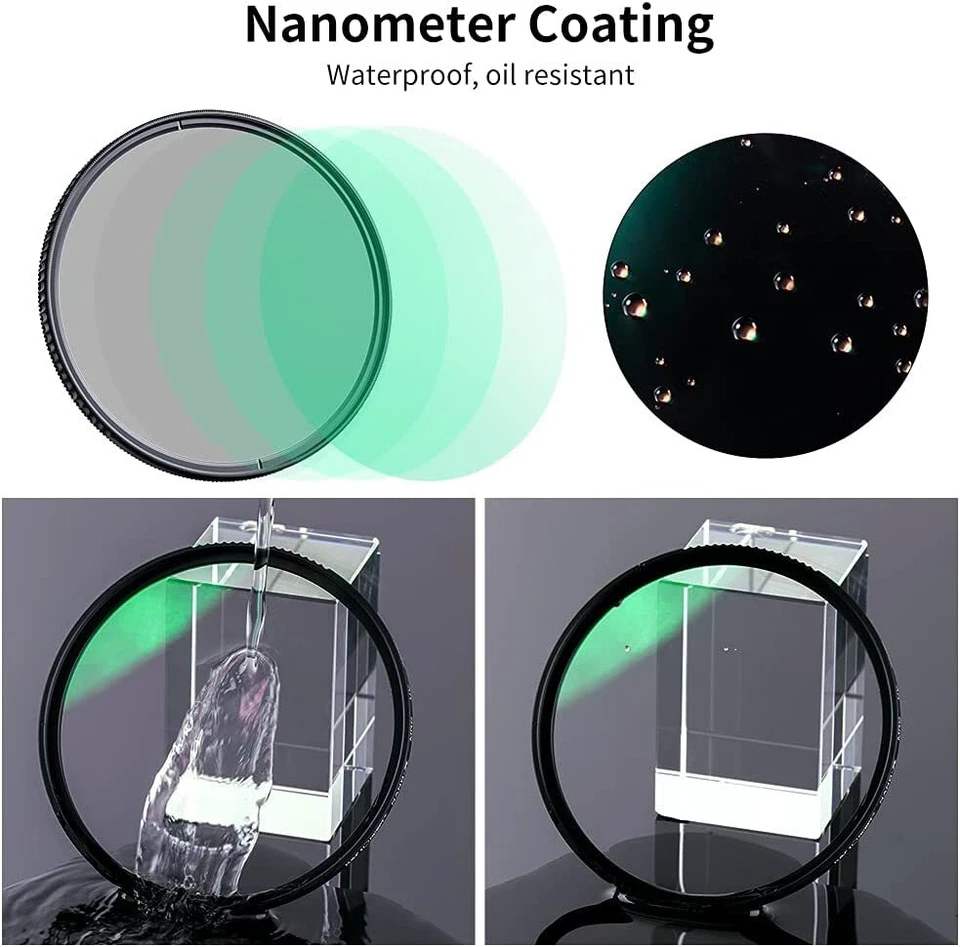 K&F Concept 49mm CPL UV Filter Kit Nano-X + Up / Down Lens Caps for Camera Lens - Image 4 of 4