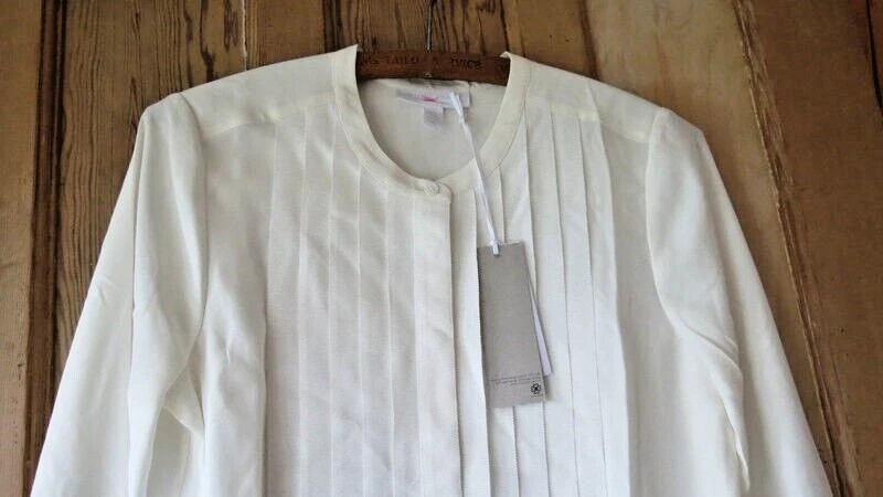 BNWT The White Company 100% Silk Grosgrain Trim Shirt, Ivory, Sz 8 - was £169! - Image 4 of 4