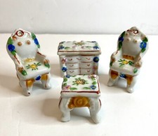 Mini Living Room Ceramic Floral Paint Furniture Dollhouse Made In Occupied Japan