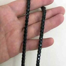 3mm Lab Created Black Diamond Men's Tennis Necklace in 925 Sterling Silver 20" 