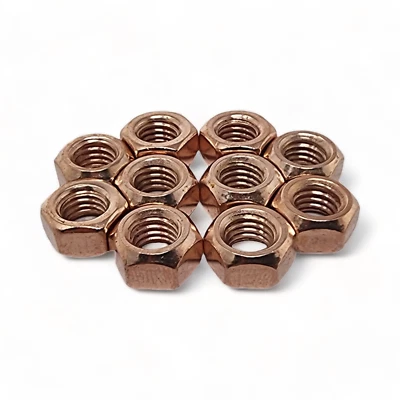 DH & JS Copper Flashed Exhaust Manifold Nuts - Metric Pitch High Temperature M8 M10 Nut