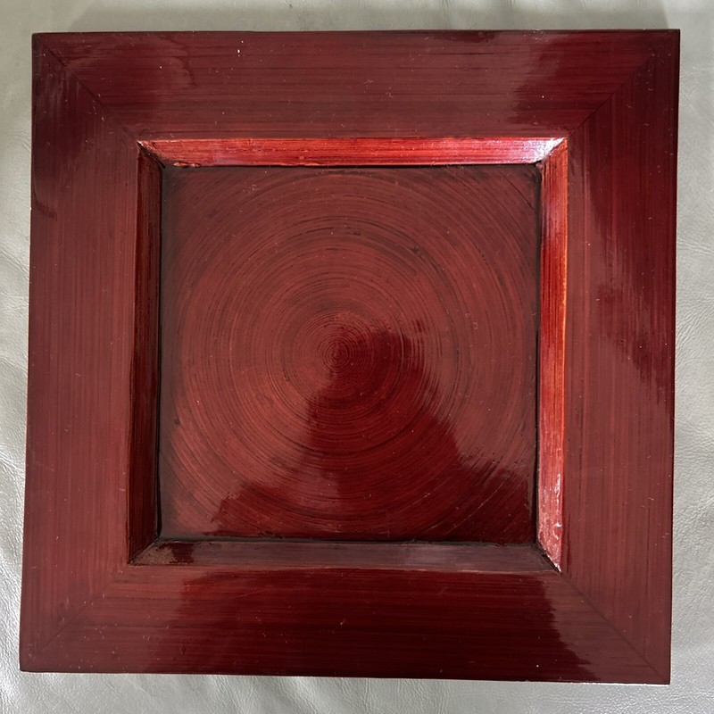 Lot Of 8 Square Solid Wood Chargers Platters Plates 12.5”X12.5” ~Mahogany Finish