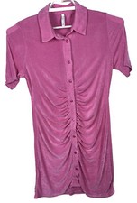As You Shirt Dress Ruched Slinky Pink Women Size 14