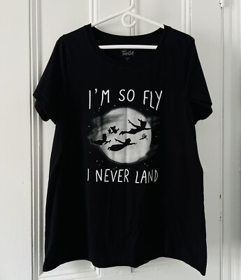 Peter Pan Tinkerbell Im So Fly I Never Land Black T Shirt Size 2