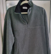 PIERRE CARDIN MEN'S 1/4 ZIP FLEECE SWEATSHIRT/JACKET-LARGE-GRAY-DRAWSTRING HEM